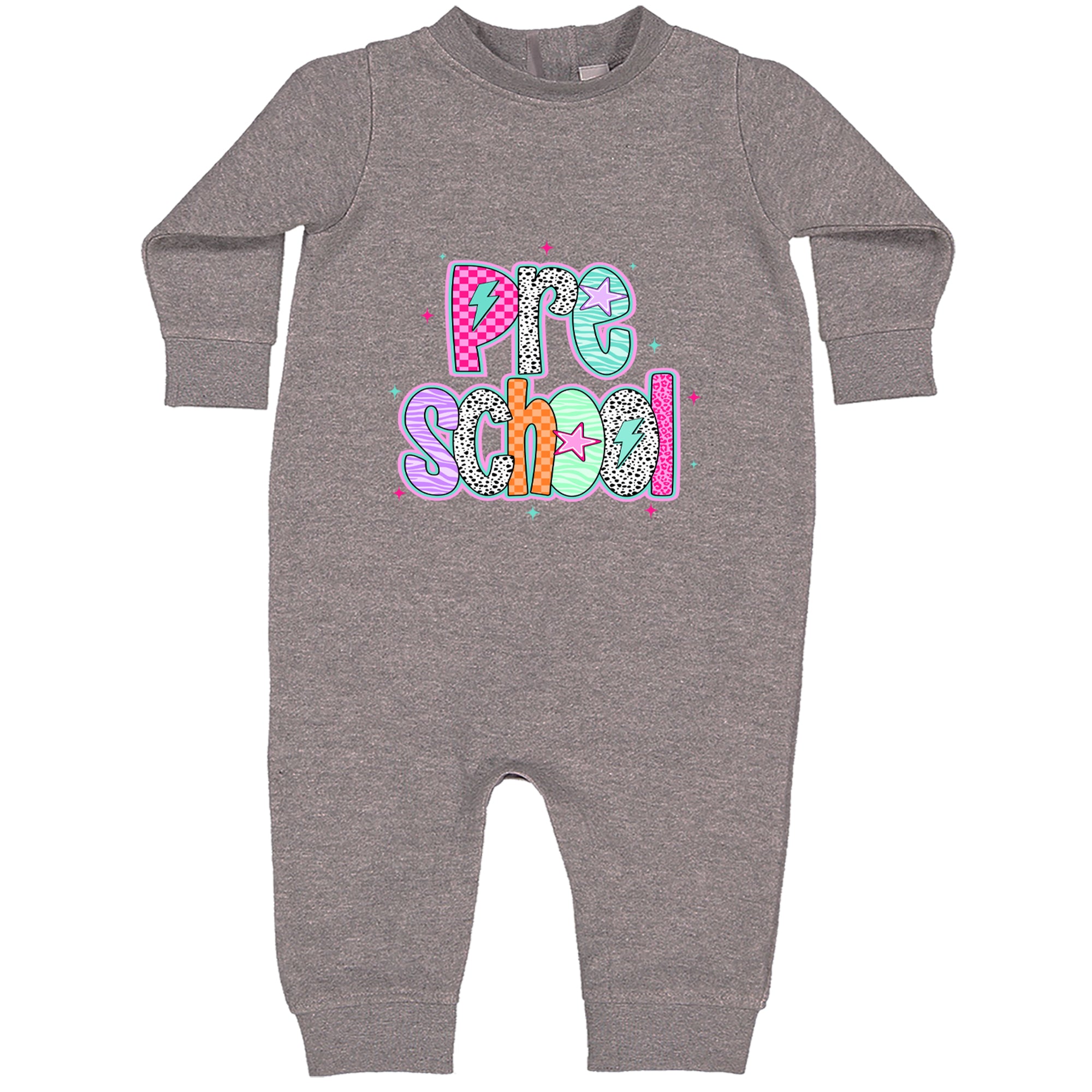 Preschool Power Colorful Back to School Toddler Hoodie Or Infant Fleece Romper Heather Grey