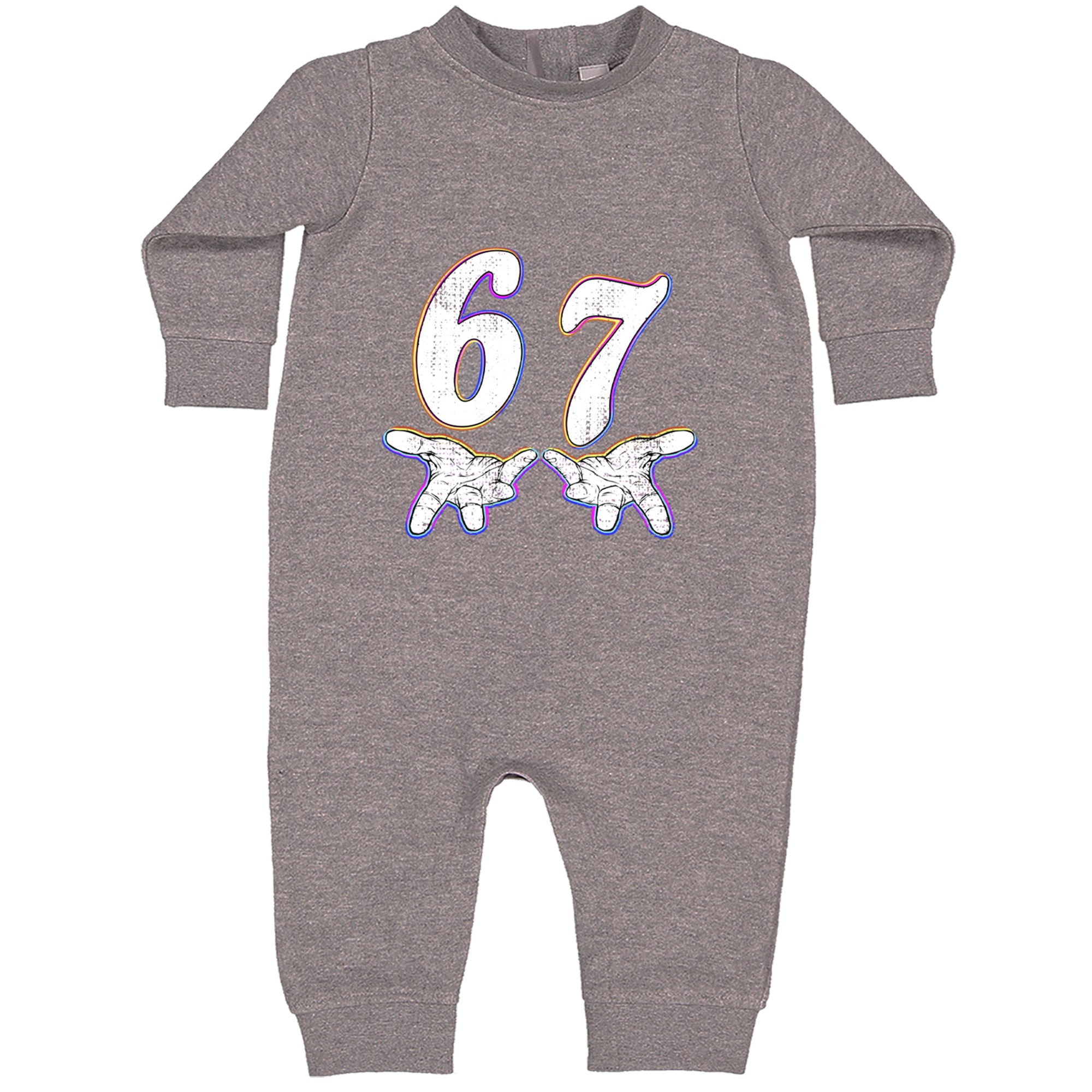 67 Hands Meme Viral Drill Toddler Hoodie Or Infant Fleece Romper Heather Grey