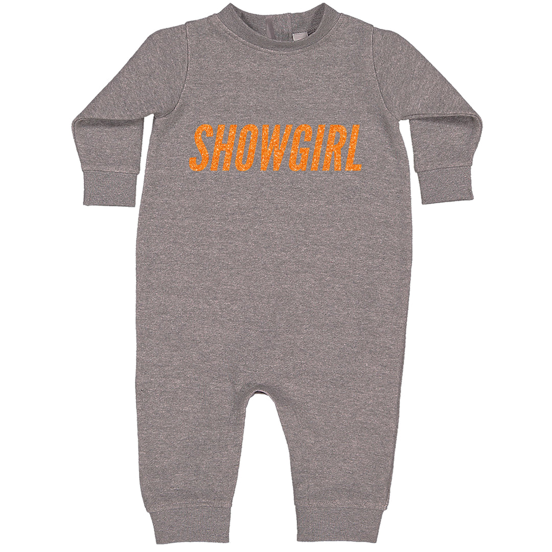 Showgirl Orange Glitter Toddler Hoodie Or Infant Fleece Romper Heather Grey