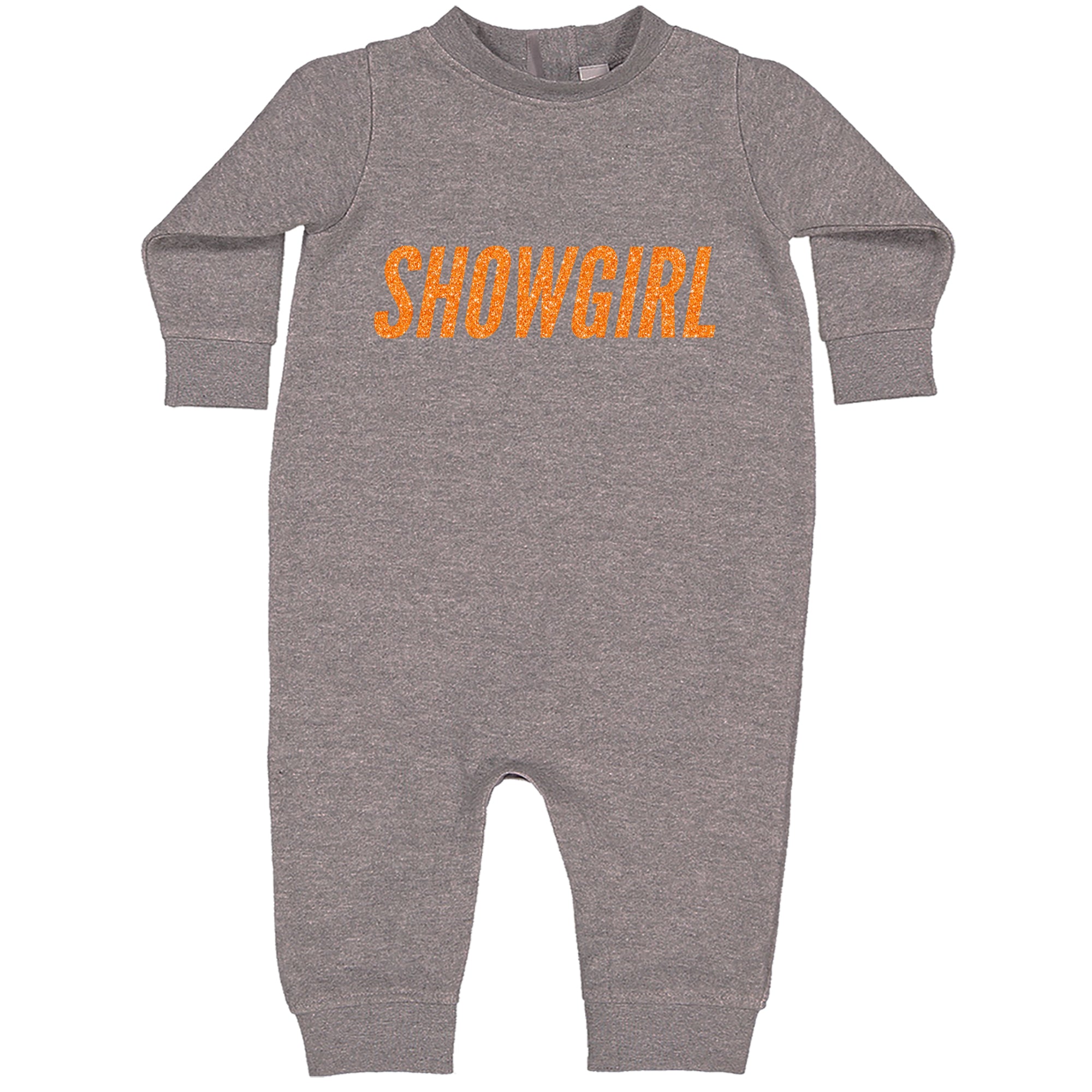 Showgirl Orange Glitter Toddler Hoodie Or Infant Fleece Romper Heather Grey