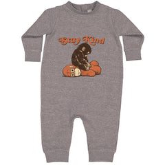 Punch Stay Kind Macaque Toddler Hoodie Or Infant Fleece Romper Heather Grey