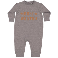 Most Wanted Cowboy Toddler Hoodie Or Infant Fleece Romper Heather Grey