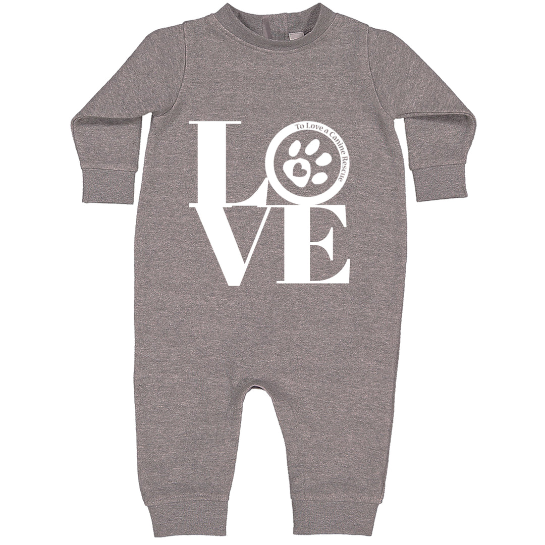 TLC LOVE Dog Rescue Toddler Hoodie Or Infant Fleece Romper Heather Grey