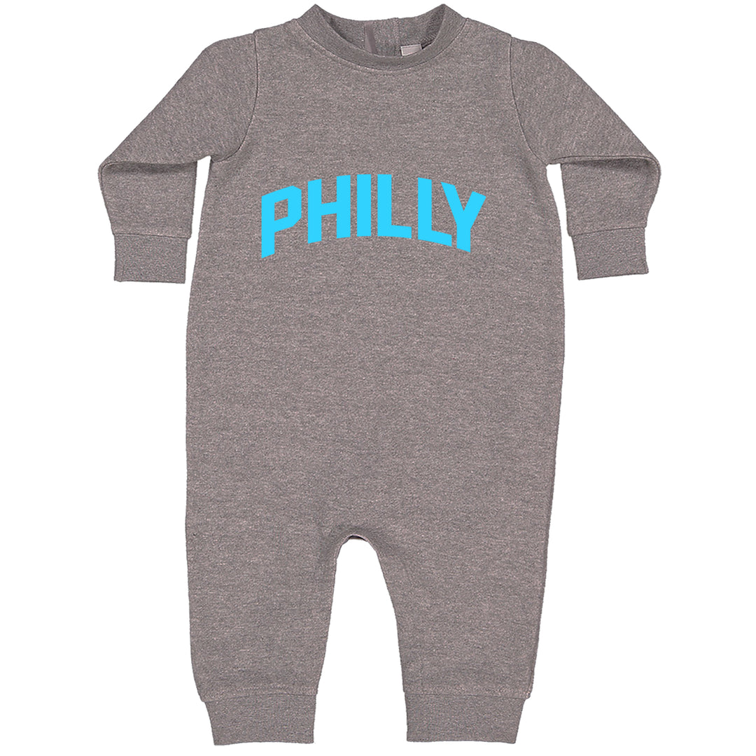 Philly Philadelphia Pride graphic on Toddler Hoodie and Baby Fleece Onesie in Heather Grey alternate view 2