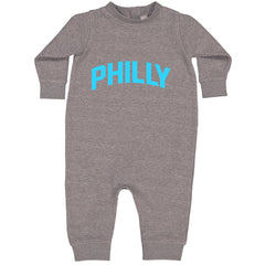 Philly Philadelphia Pride graphic on Toddler Hoodie and Baby Fleece Onesie in Heather Grey alternate view 2