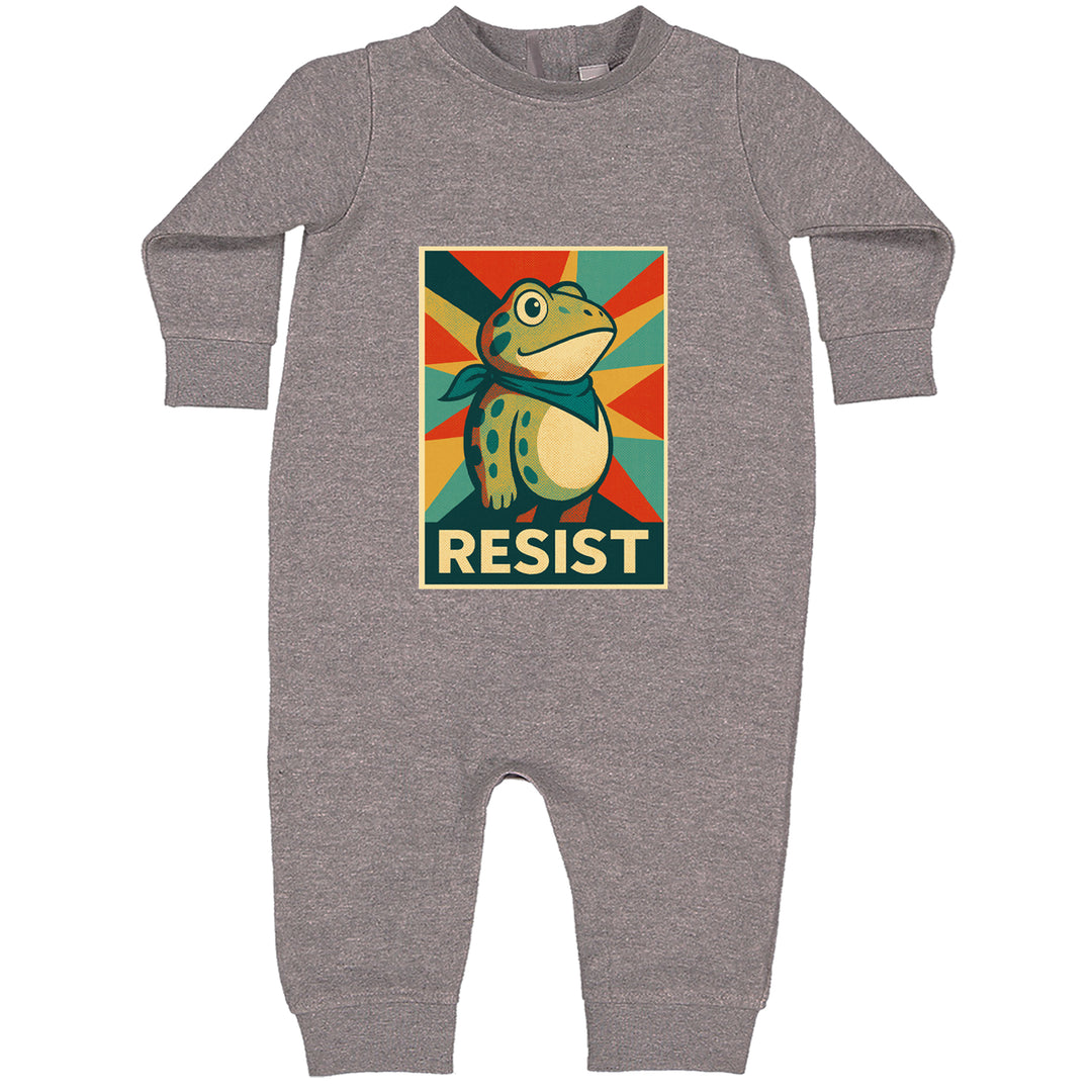 Resist Portland Protest Frog Toddler Hoodie Or Infant Fleece Romper Heather Grey