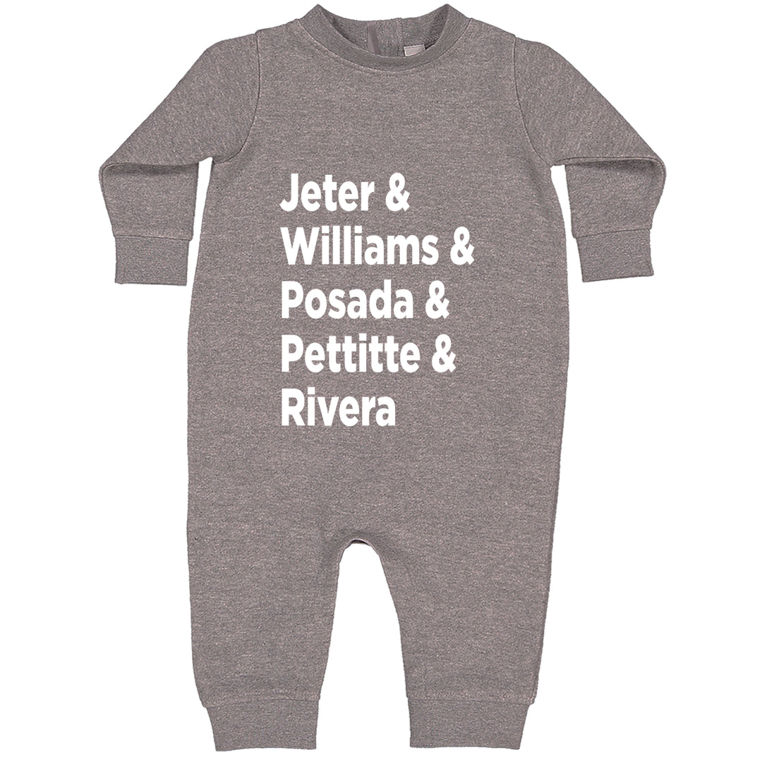 Jeter & Williams & Posada & Pettitte & Rivera Toddler Hoodie Or Infant Fleece Romper Heather Grey