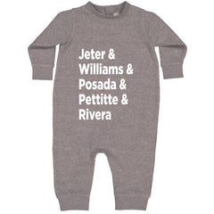 Jeter & Williams & Posada & Pettitte & Rivera Toddler Hoodie Or Infant Fleece Romper Heather Grey