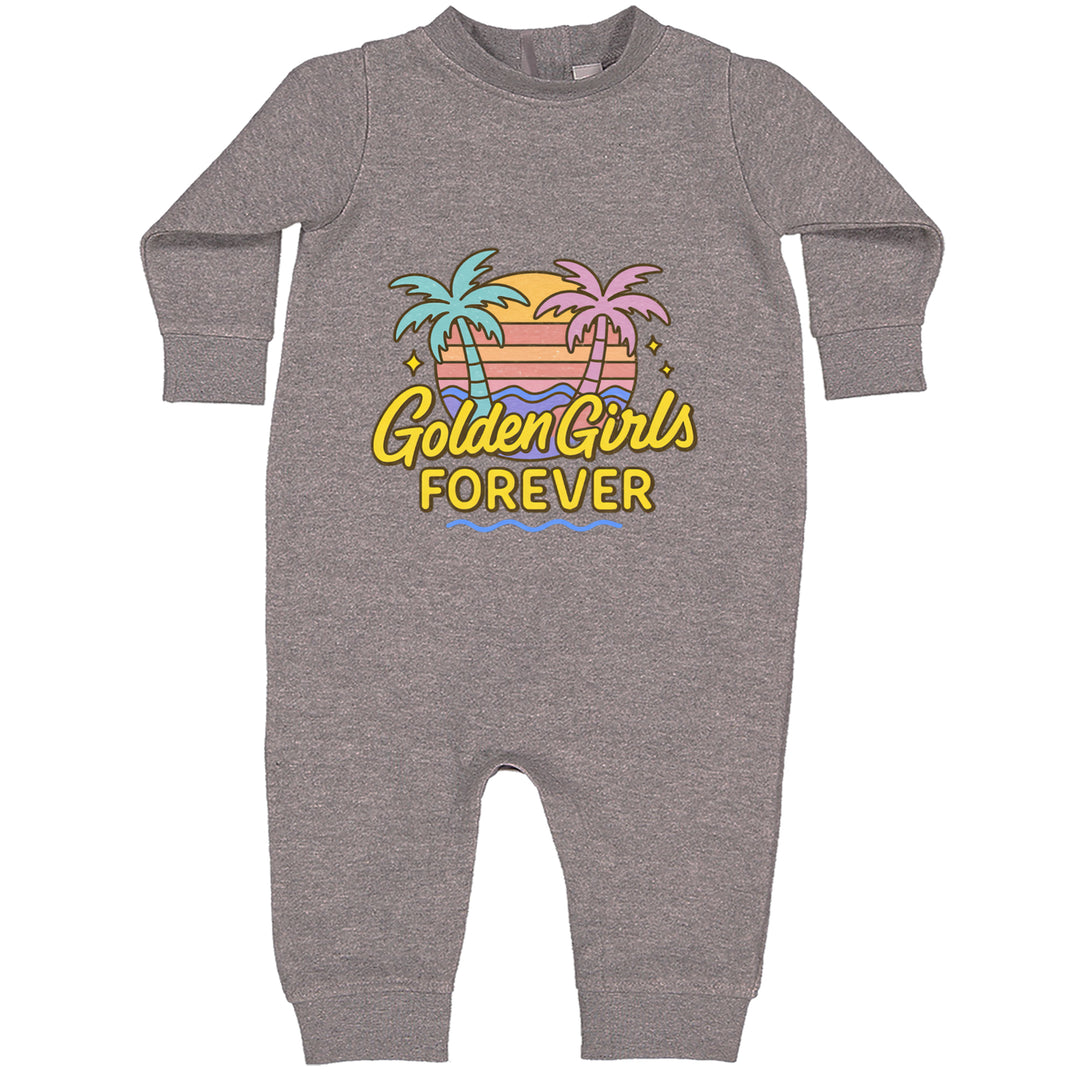 Golden Girls Forever Retro Sunset Toddler Hoodie Or Infant Fleece Romper Heather Grey