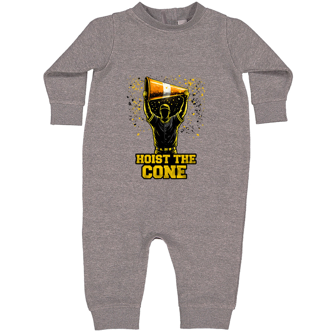 Hoist The Cone Pittsburgh Pride Toddler Hoodie Or Infant Fleece Romper Heather Grey