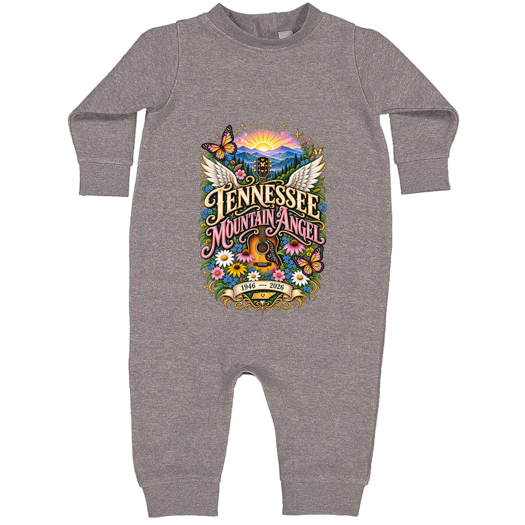 Tennessee Mountain Angel Wings Dolly Toddler Hoodie Or Infant Fleece Romper Heather Grey