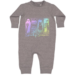 Spooky Season Cute Pastel Halloween Design Toddler Hoodie Or Infant Fleece Romper Heather Grey