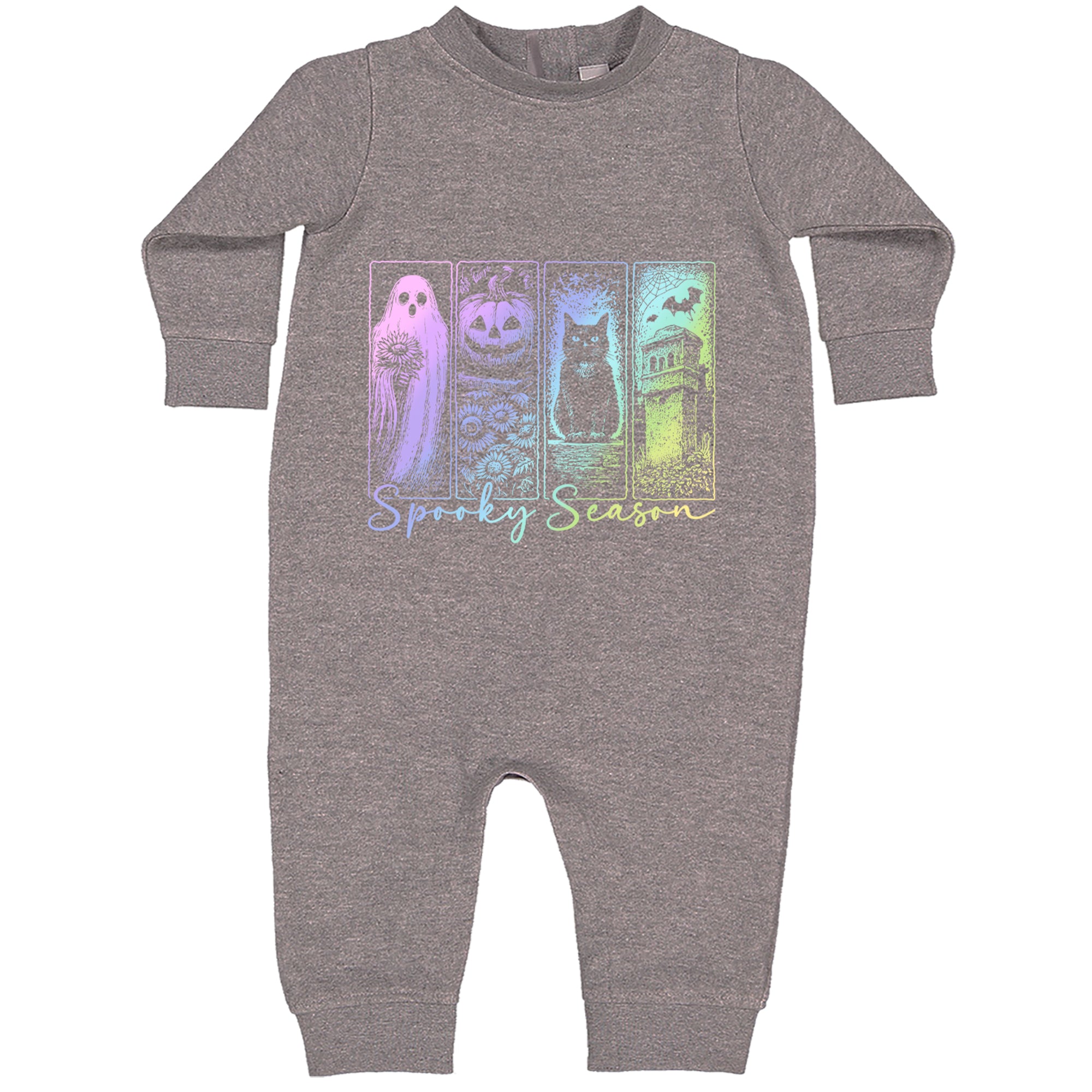 Spooky Season Cute Pastel Halloween Design Toddler Hoodie Or Infant Fleece Romper Heather Grey