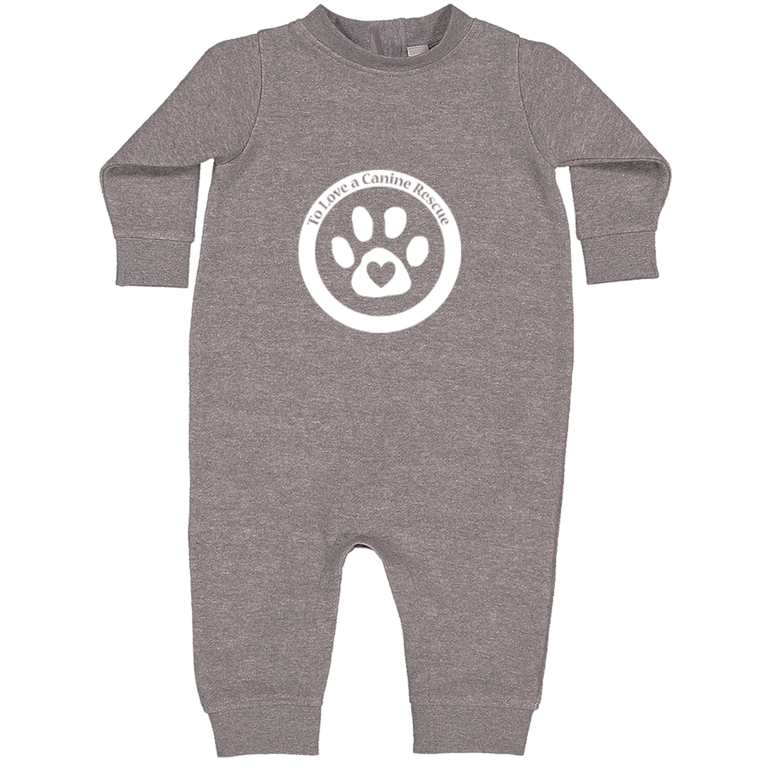 TLC To Love a Canine Dog Rescue White Toddler Hoodie Or Infant Fleece Romper Heather Grey