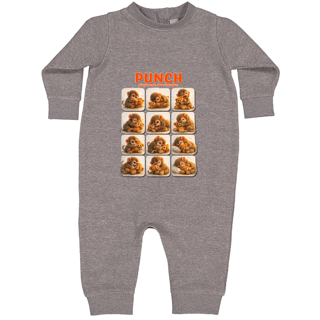 Punch Play Hard Love Harder Toddler Hoodie Or Infant Fleece Romper Heather Grey