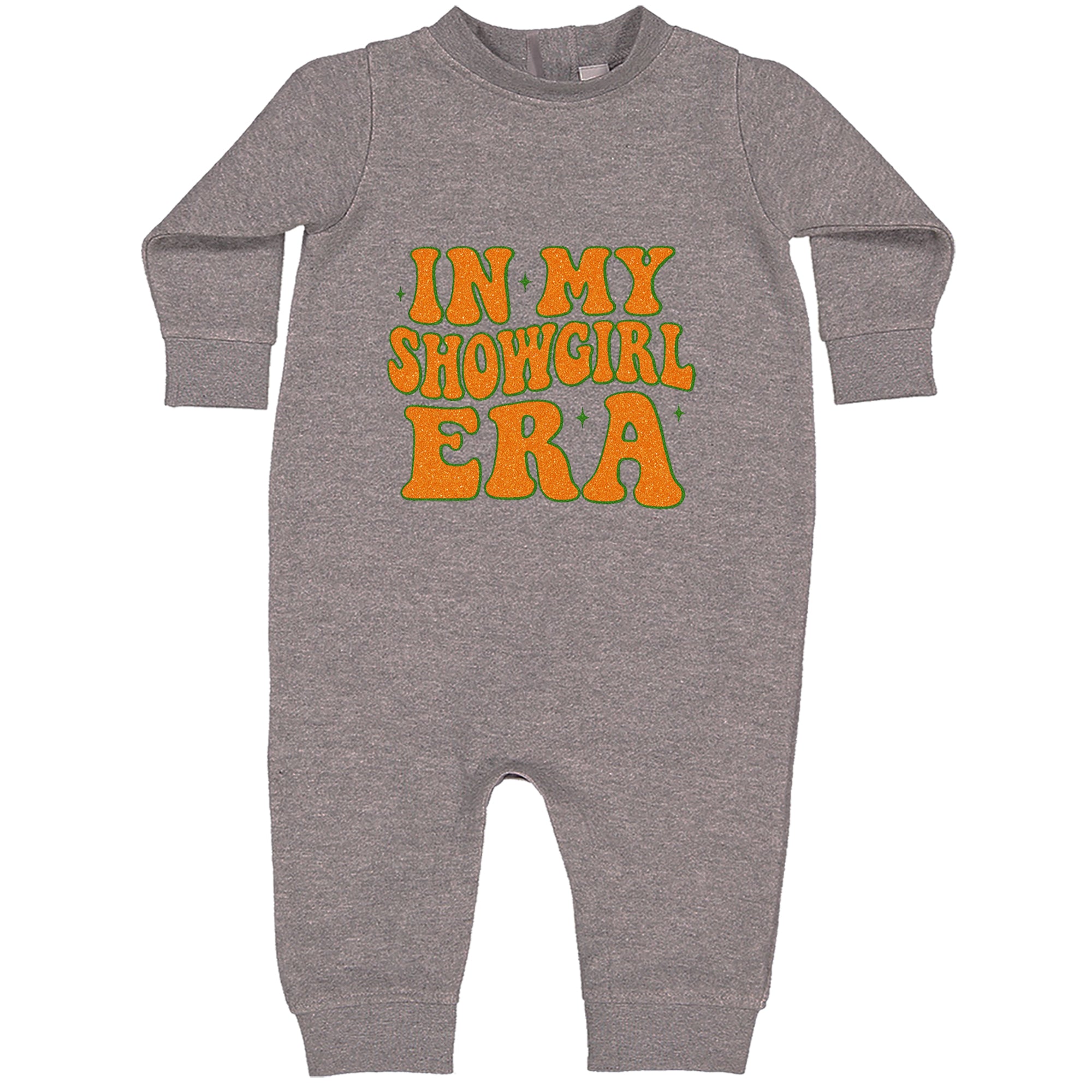 In My Showgirl Era Retro Toddler Hoodie Or Infant Fleece Romper Heather Grey