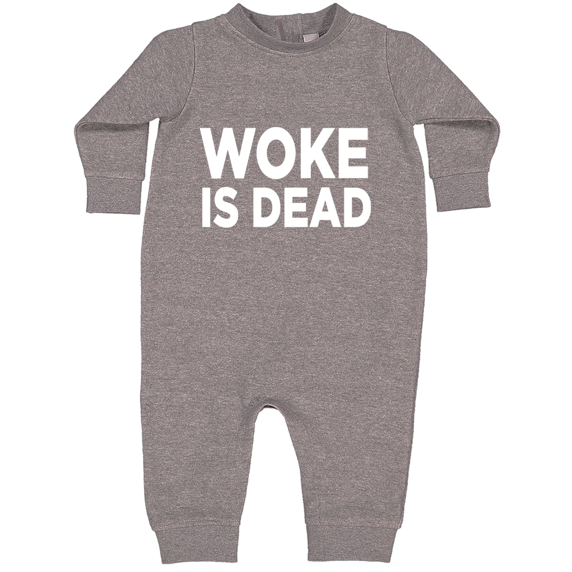 Woke Is Dead Satire Toddler Hoodie Or Infant Fleece Romper Heather Grey
