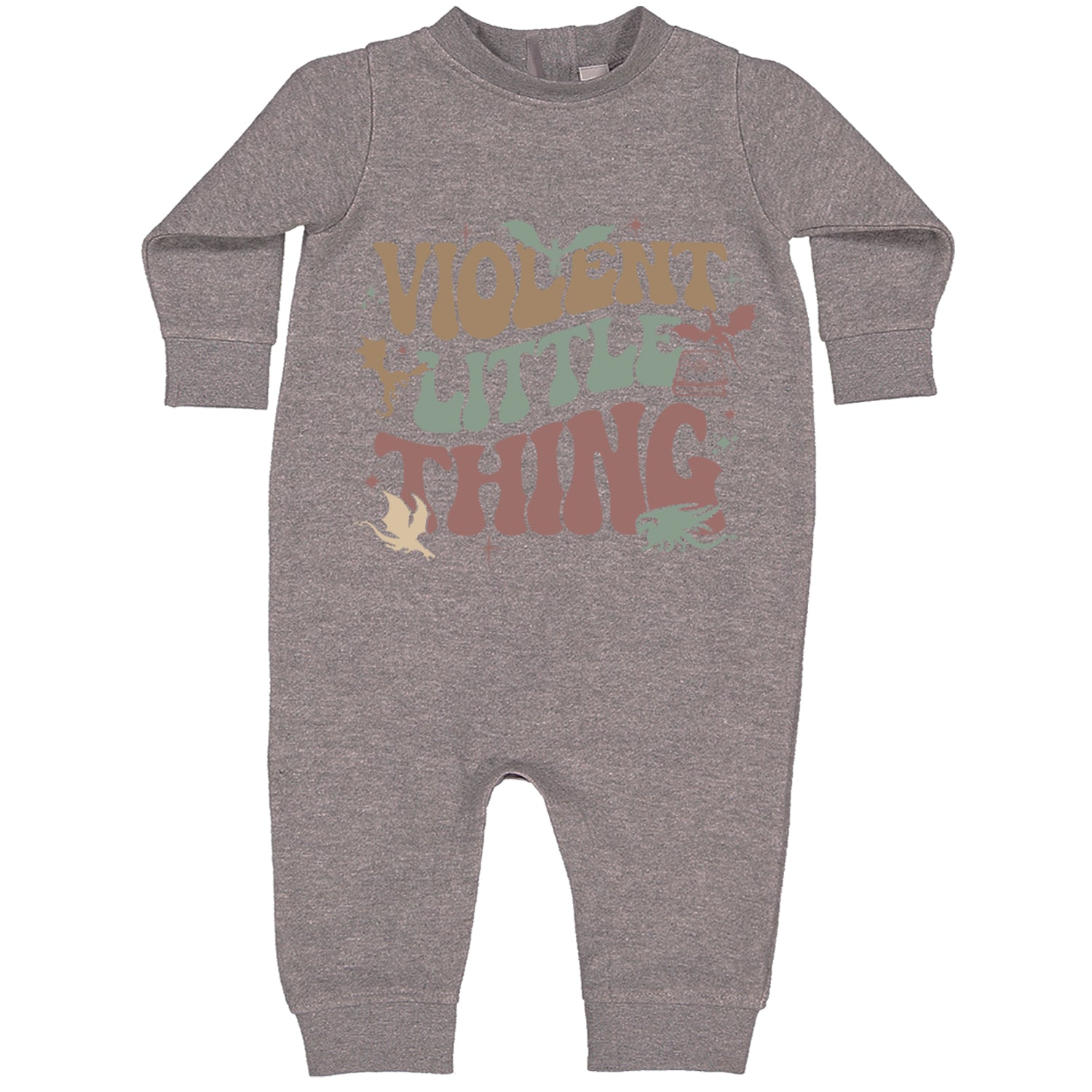 Violent Little Thing Dragon Toddler Hoodie Or Infant Fleece Romper Heather Grey