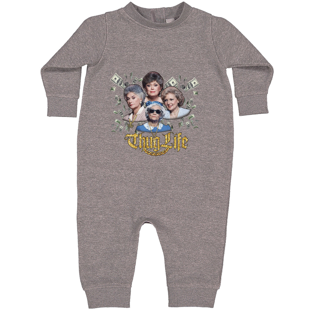 Golden Chain Thug Life Girls Toddler Hoodie Or Infant Fleece Romper Heather Grey