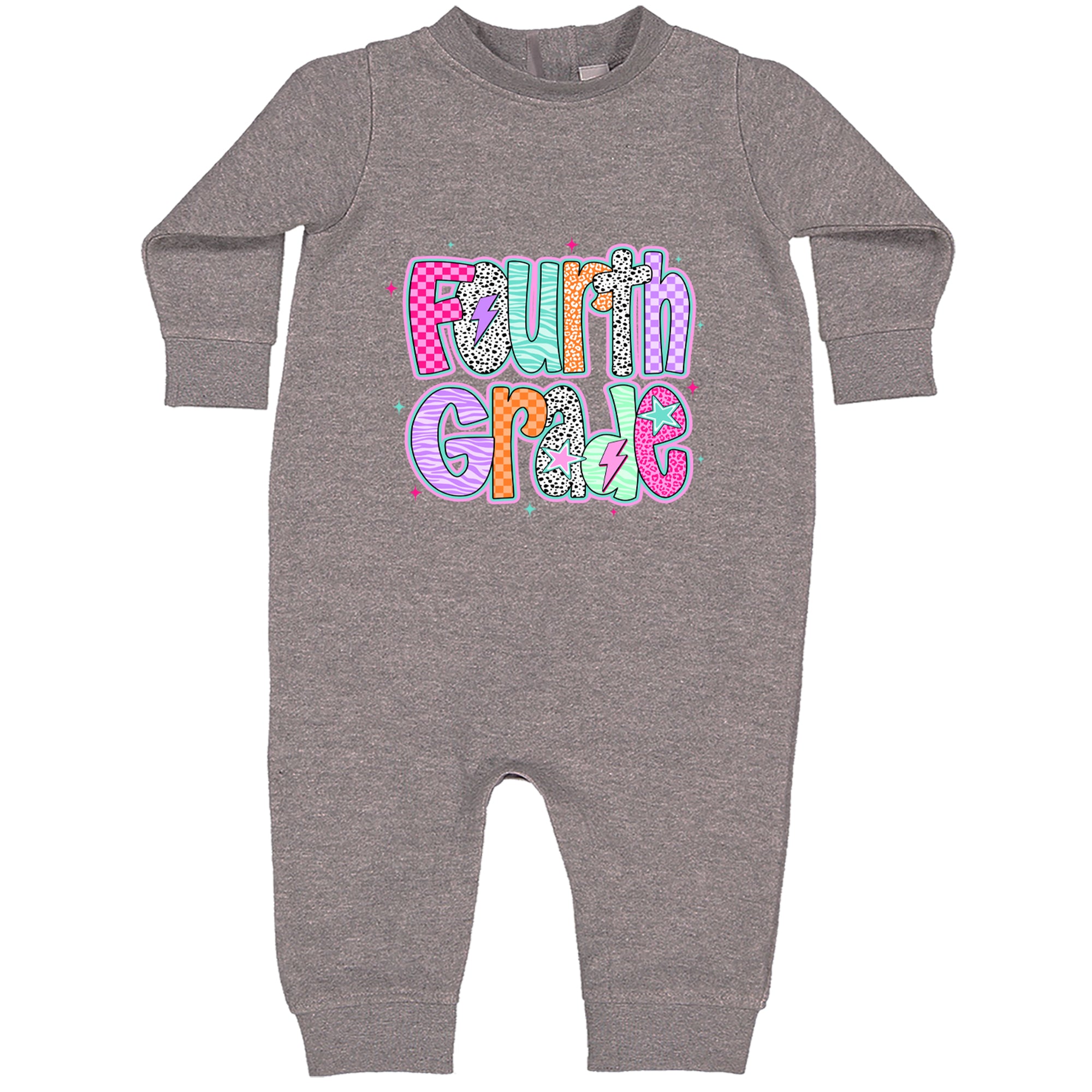 Fourth Grade Fierce Colorful Back to School Toddler Hoodie Or Infant Fleece Romper Heather Grey