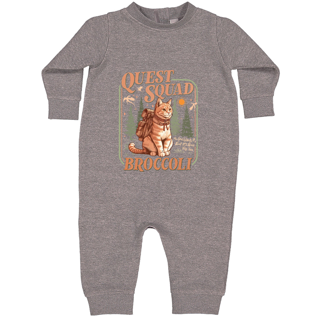 Quest Squad Broccoli Cat Fantasy Reader  Toddler Hoodie Or Infant Fleece Romper Heather Grey