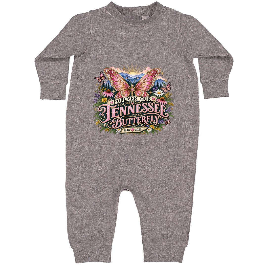 Forever Our Tennessee Butterfly Dolly Toddler Hoodie Or Infant Fleece Romper Heather Grey