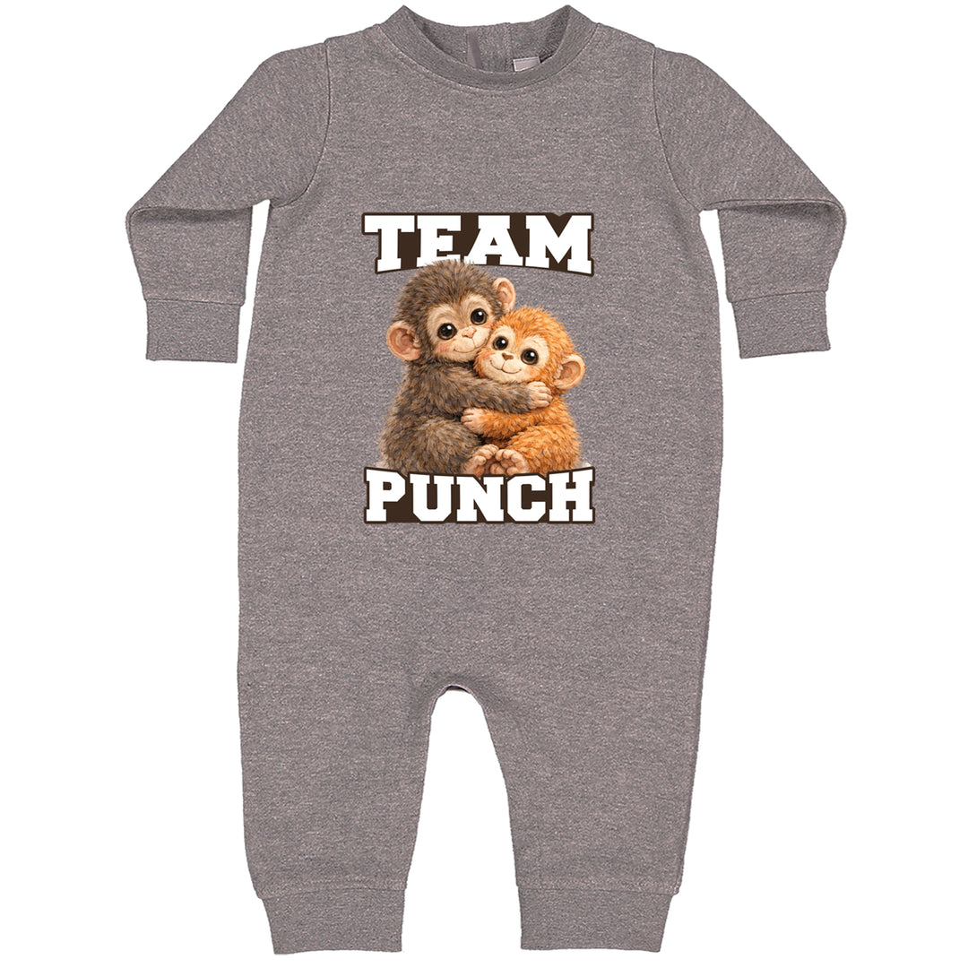 Team Punch Panchi-kun Monkey Toddler Hoodie Or Infant Fleece Romper Heather Grey