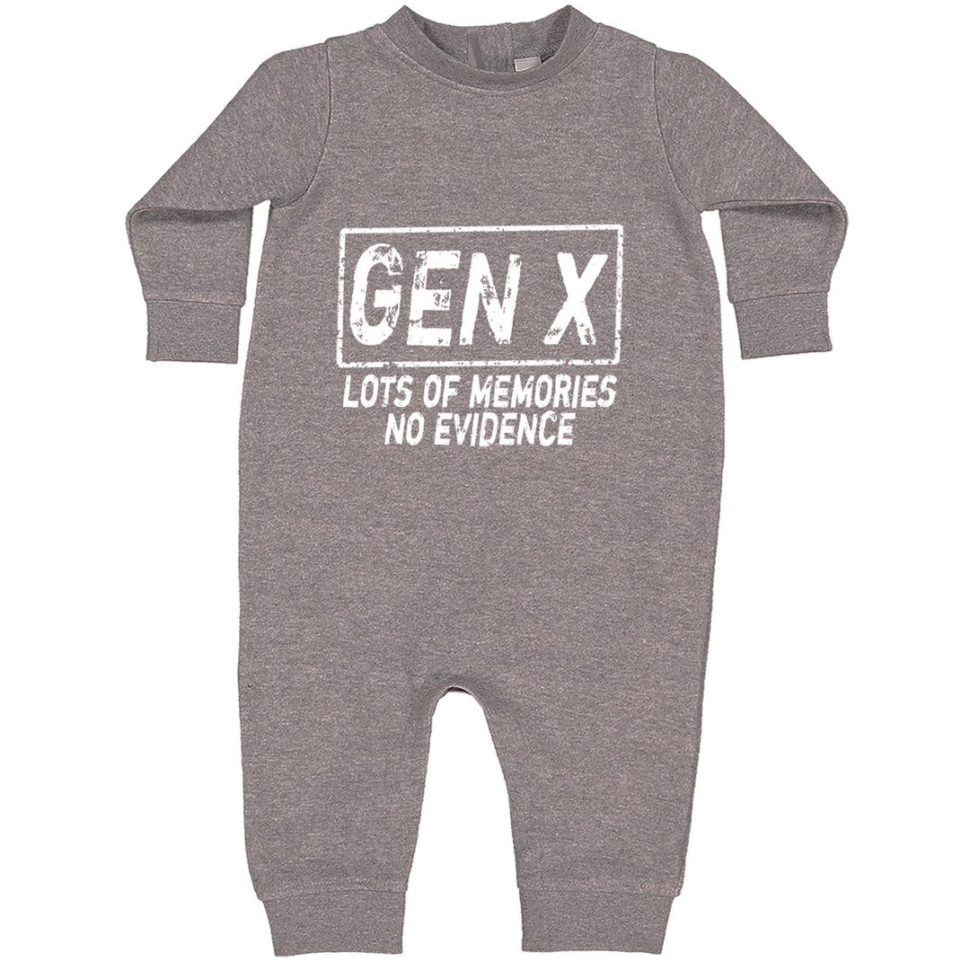 Gen X Lots of Memories No Evidence Nostalgia Toddler Hoodie Or Infant Fleece Romper Heather Grey