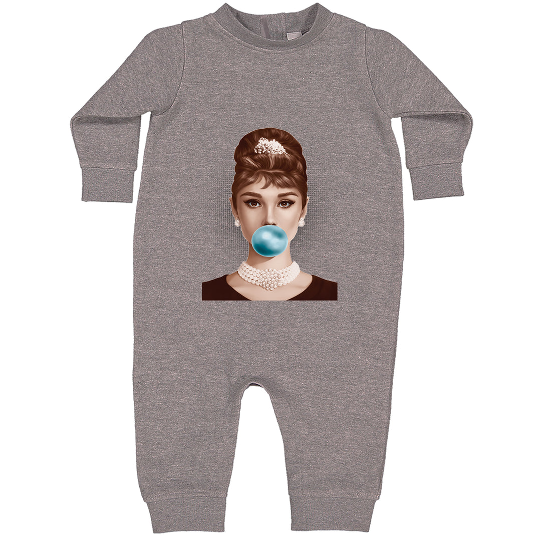 Audrey Hepburn Chewing Bubble Gum American Icon Toddler Hoodie Or Infant Fleece Romper Heather Grey