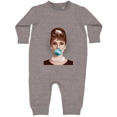Audrey Hepburn Chewing Bubble Gum American Icon Toddler Hoodie Or Infant Fleece Romper Heather Grey