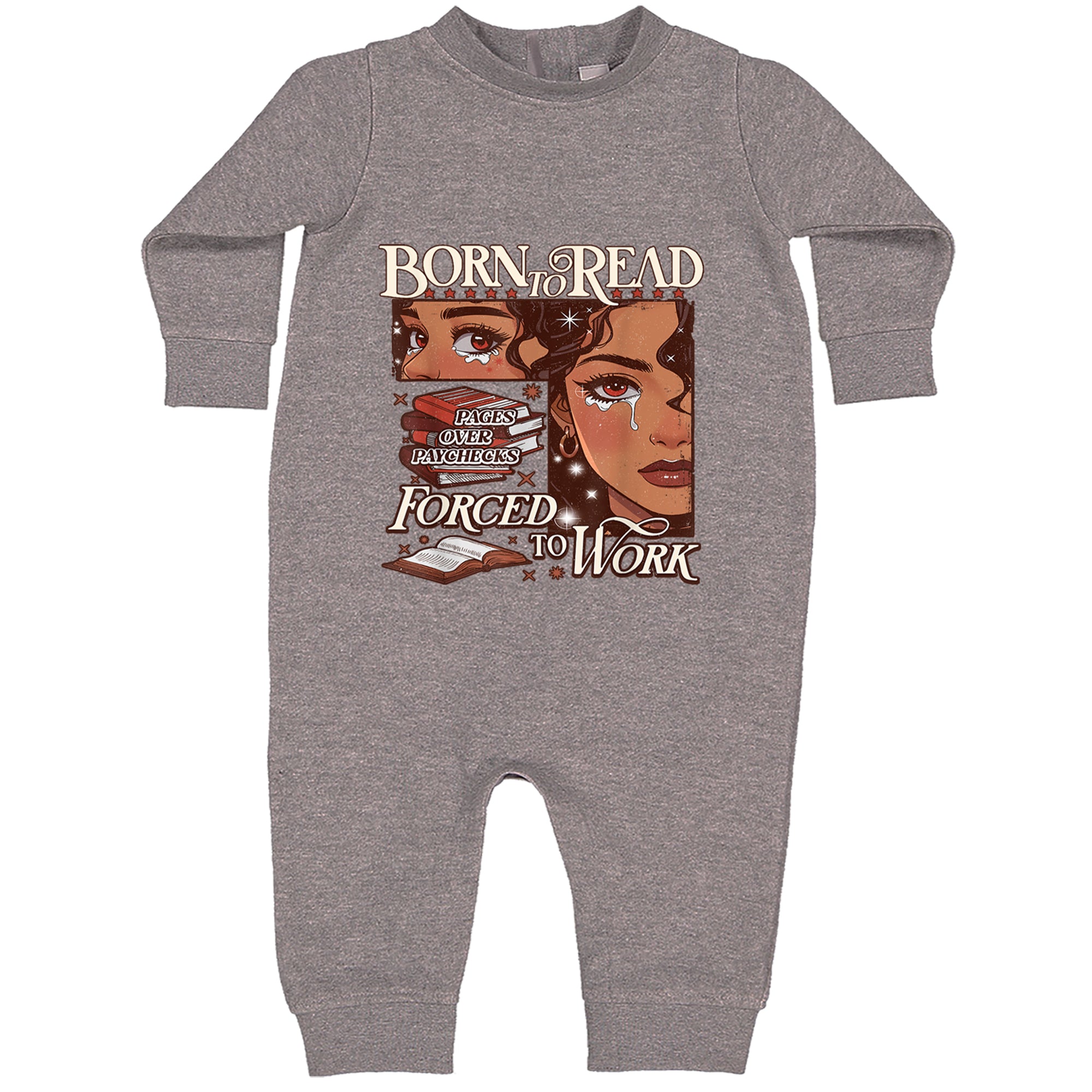 Born To Read Pages Over Paychecks Toddler Hoodie Or Infant Fleece Romper Heather Grey