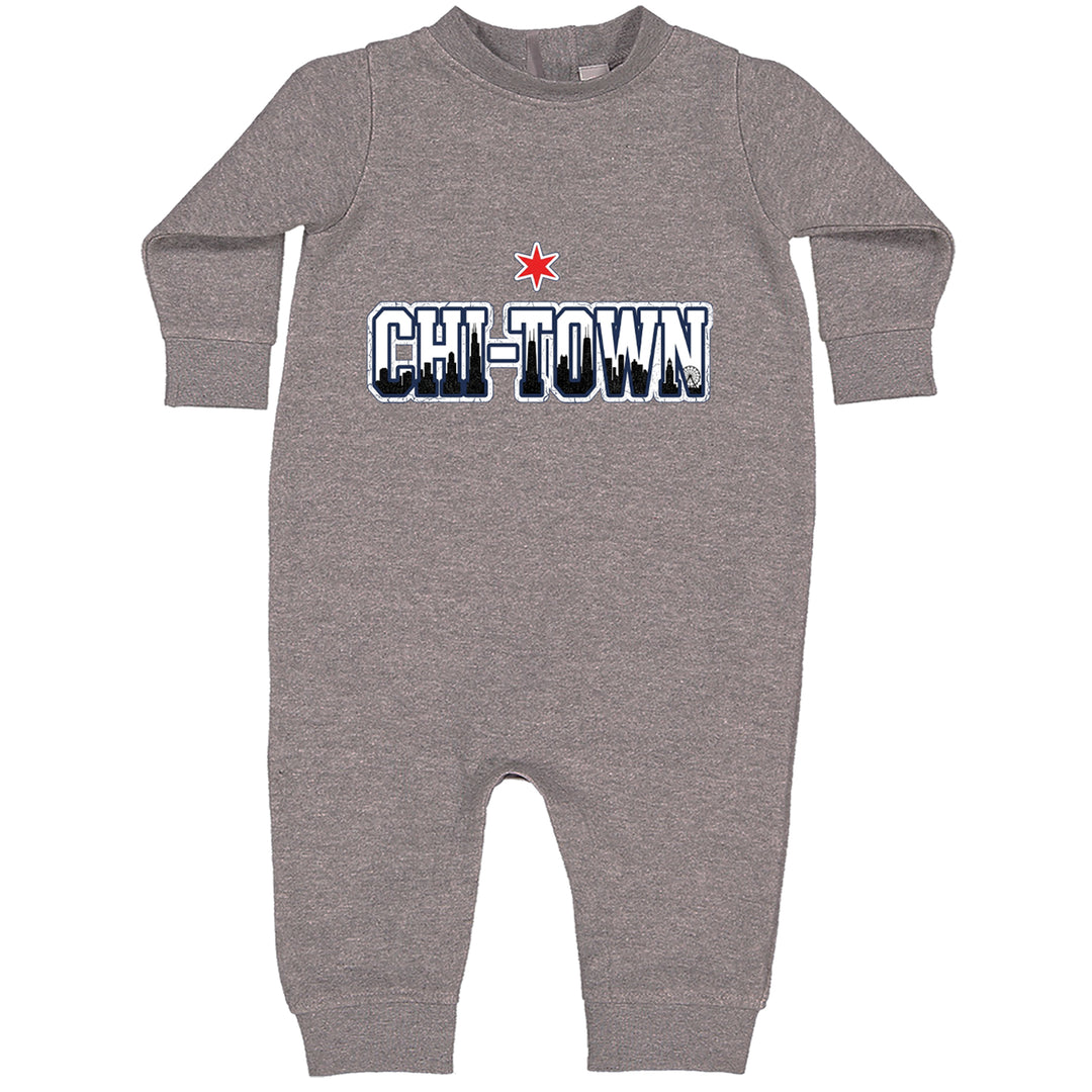 Chicago Chi-Town City Pride Toddler Hoodie Or Infant Fleece Romper Heather Grey