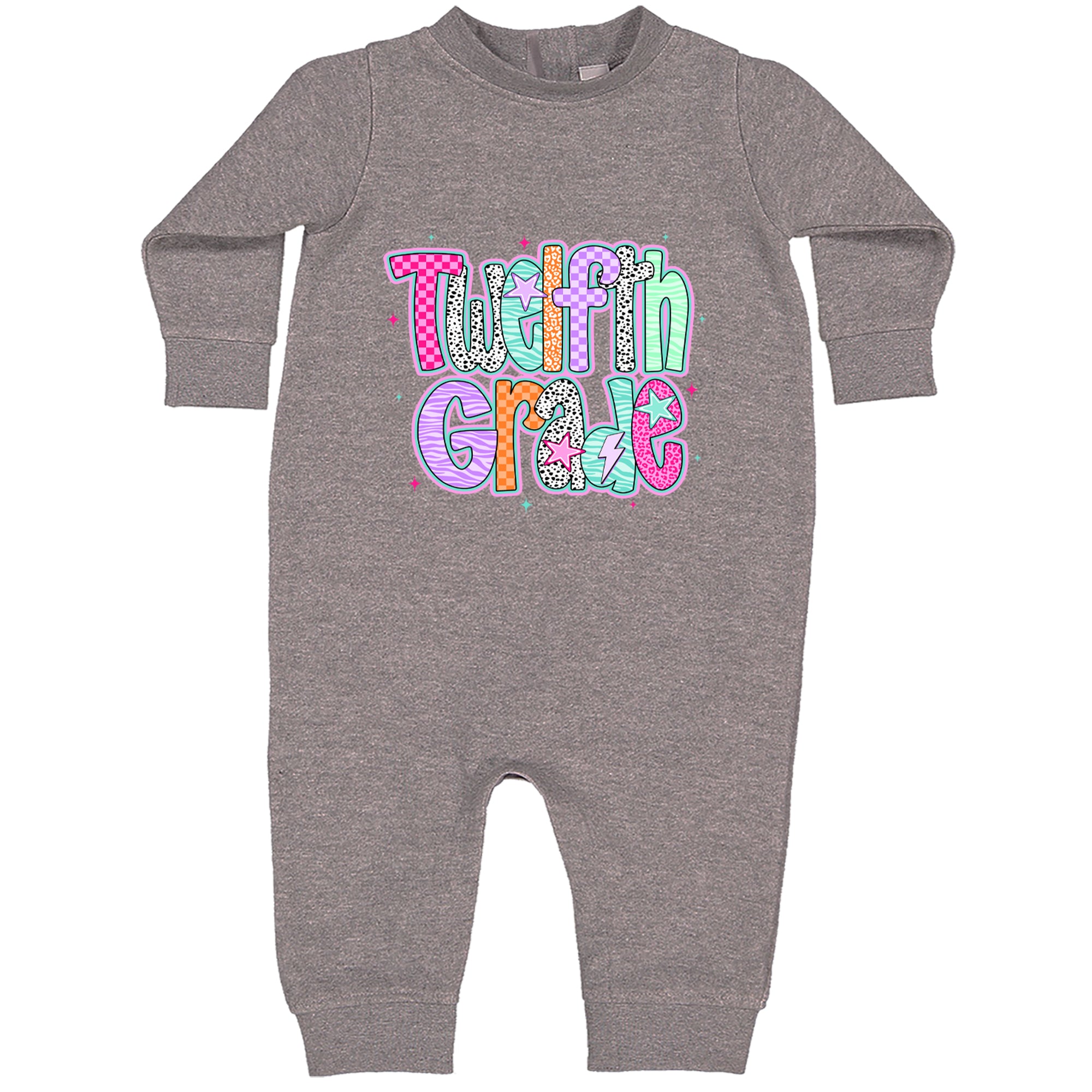 Senior Year Colorful Back to School Toddler Hoodie Or Infant Fleece Romper Heather Grey