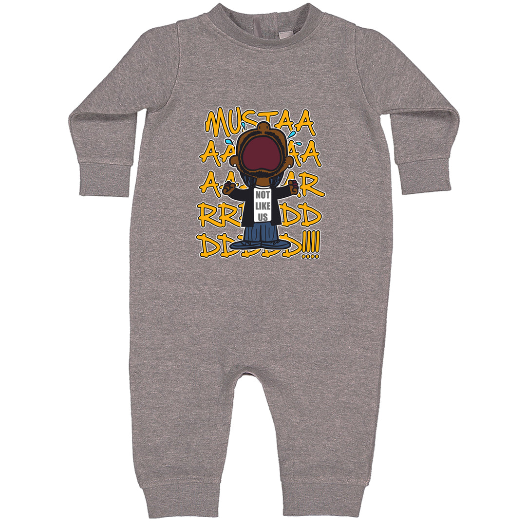 MUSTARD! Not Like Us Tv Off Toddler Hoodie Or Infant Fleece Romper Heather Grey