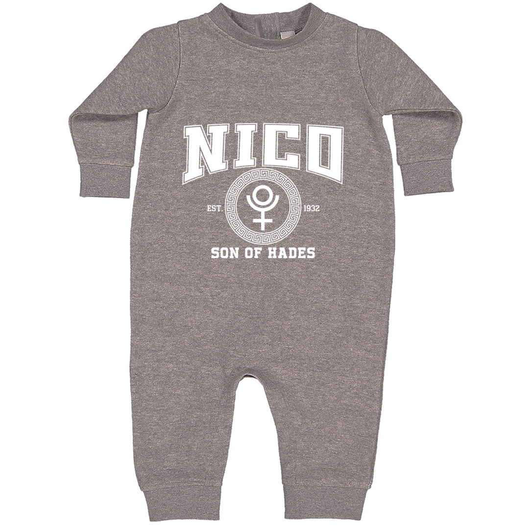 Nico Son of Hades Underworld Crest Toddler Hoodie Or Infant Fleece Romper Heather Grey