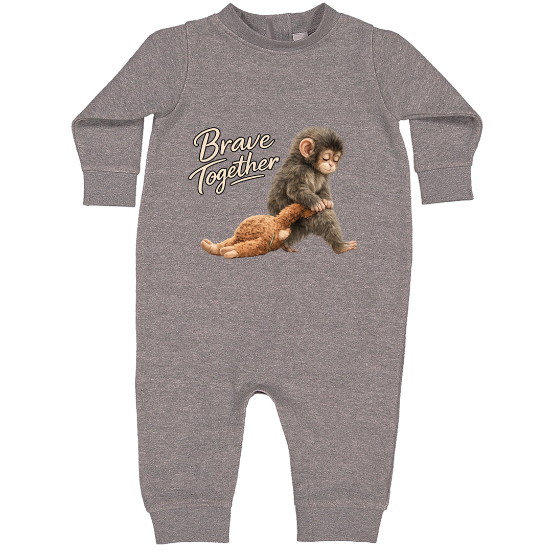 Punch Brave Together Stuffed Animal Toddler Hoodie Or Infant Fleece Romper Heather Grey