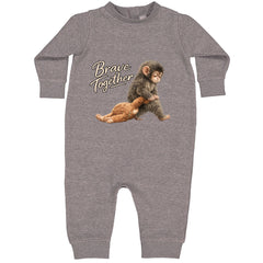 Punch Brave Together Stuffed Animal Toddler Hoodie Or Infant Fleece Romper Heather Grey