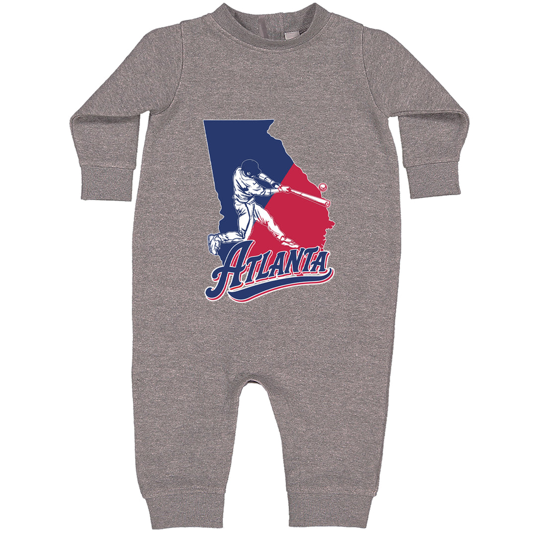 Atlanta Georgia Batter Up Toddler Hoodie Or Infant Fleece Romper Heather Grey