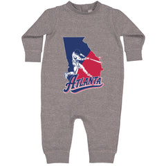Atlanta Georgia Batter Up Toddler Hoodie Or Infant Fleece Romper Heather Grey