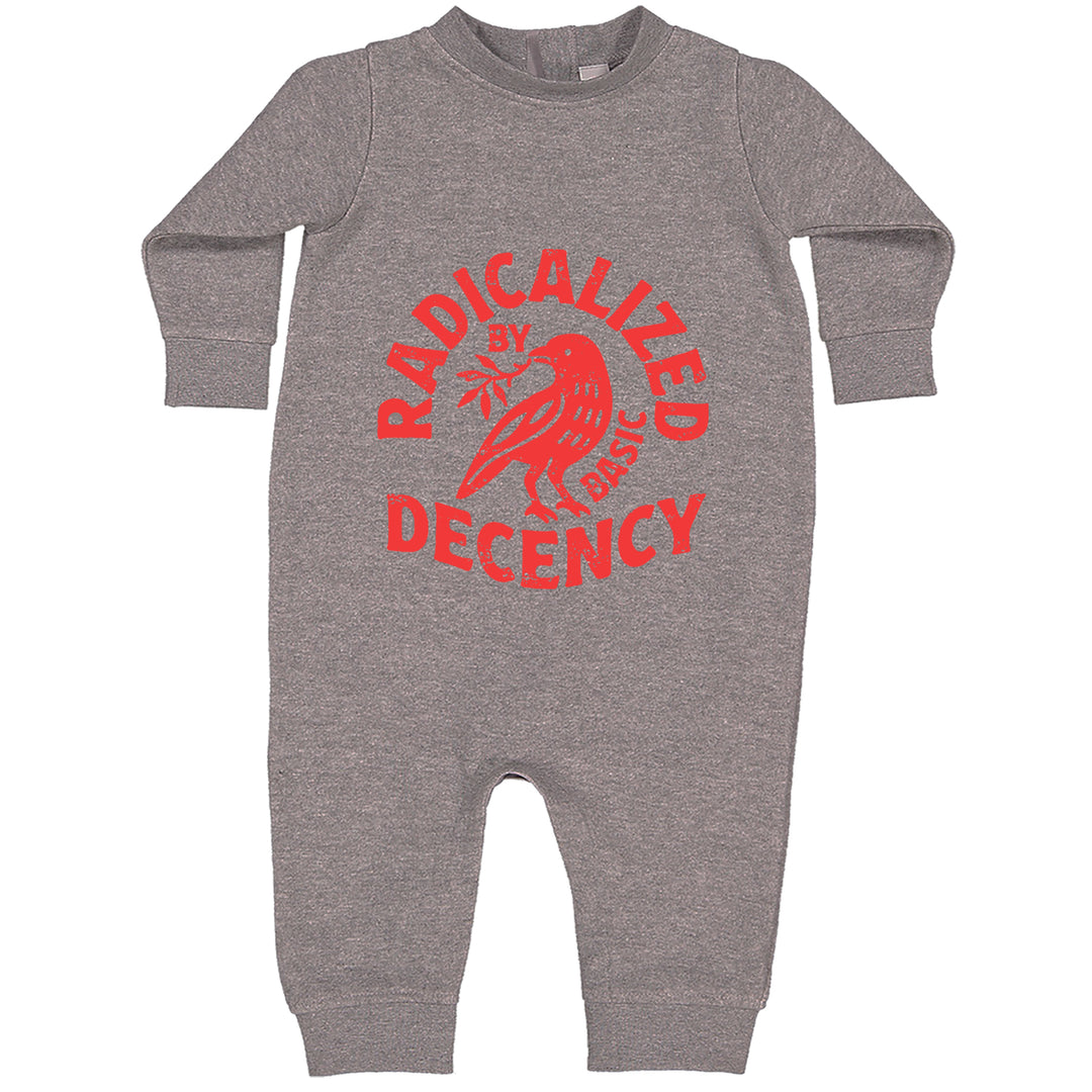 Radicalized by Basic Decency Dove Protest Statement Toddler Hoodie Or Infant Fleece Romper Heather Grey