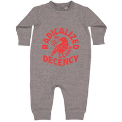 Radicalized by Basic Decency Dove Protest Statement Toddler Hoodie Or Infant Fleece Romper Heather Grey