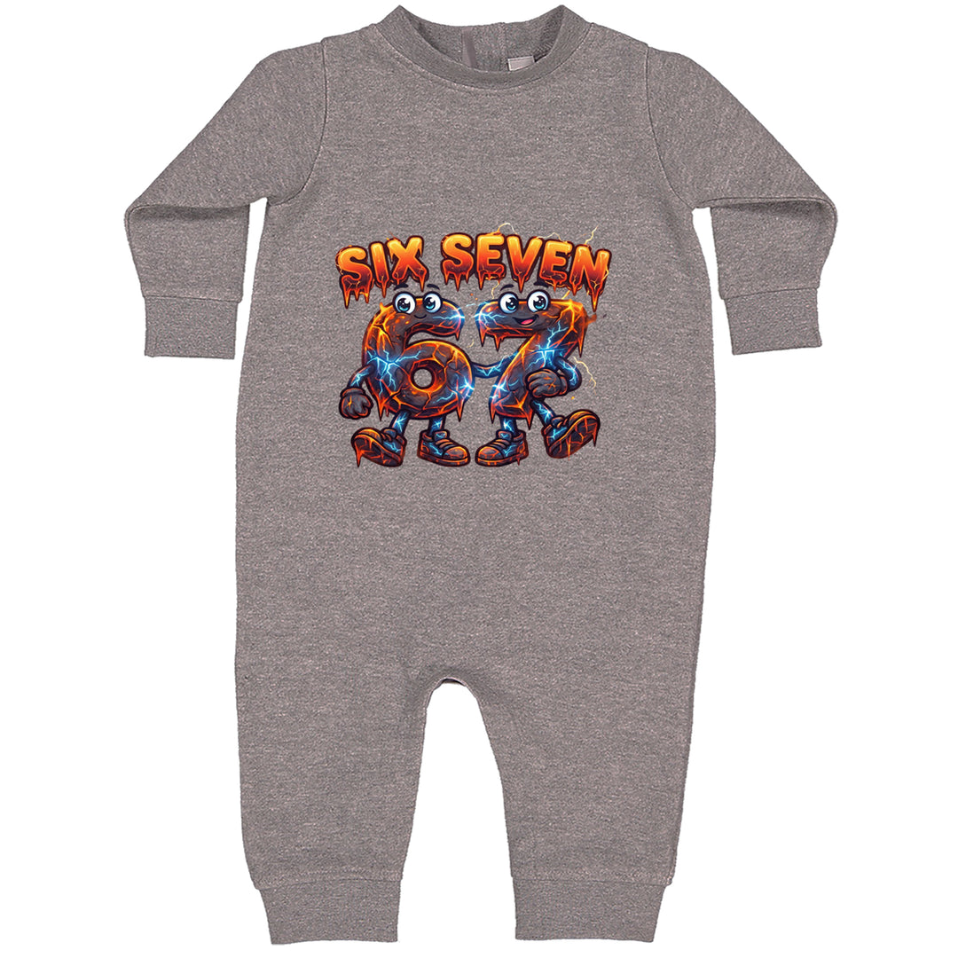 67 Lava Lightning Six Seven Meme Toddler Hoodie Or Infant Fleece Romper Heather Grey