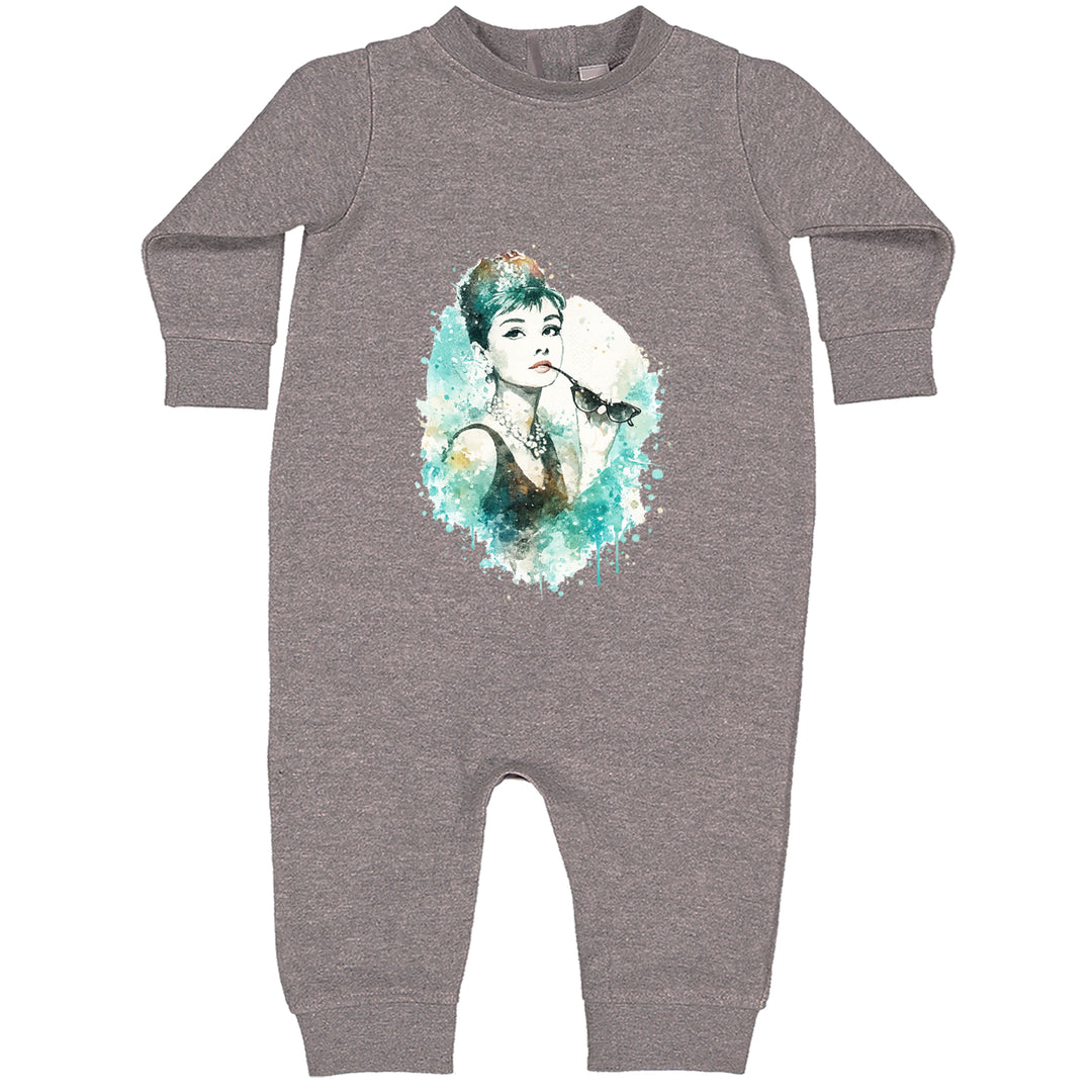 Mrs. Herpburn Iconic Watercolors Toddler Hoodie Or Infant Fleece Romper Heather Grey
