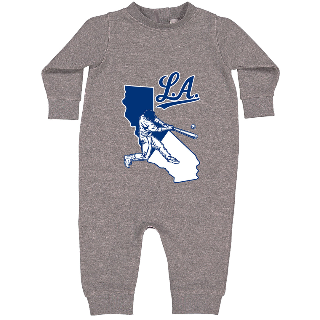 Los Angeles Baseball Batter Up Toddler Hoodie Or Infant Fleece Romper Heather Grey