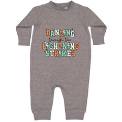 Dancing Through The Lightning Strikes Toddler Hoodie Or Infant Fleece Romper Heather Grey