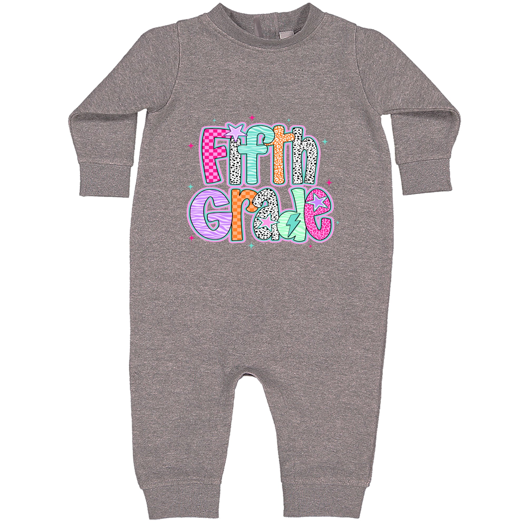 Fifth Grade Fly Colorful Back to School Toddler Hoodie Or Infant Fleece Romper Heather Grey