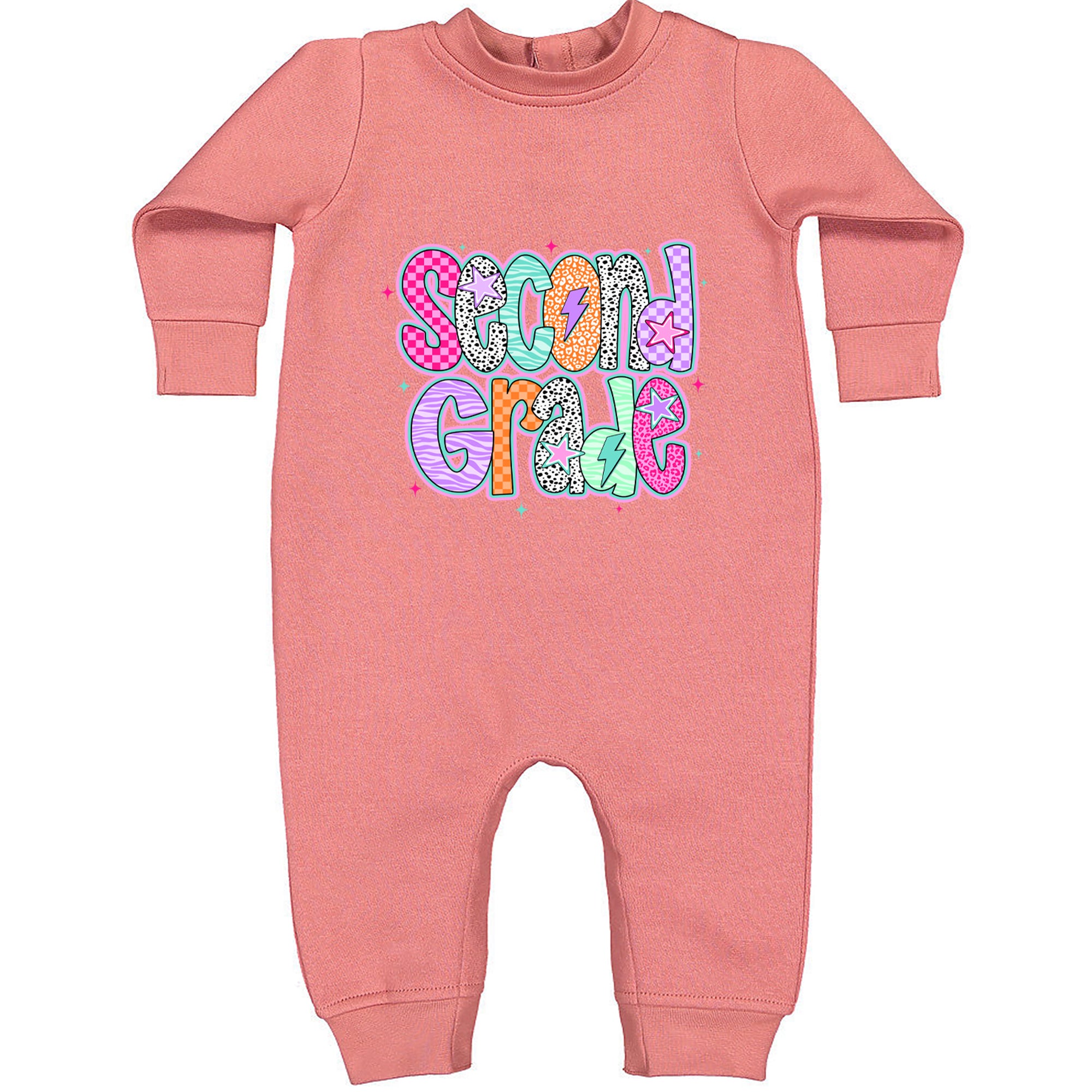 Second Grade Star Colorful Back to School Toddler Hoodie Or Infant Fleece Romper Mauve