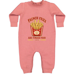 French Fries Are Finger Food IYKYK Toddler Hoodie Or Infant Fleece Romper Mauve