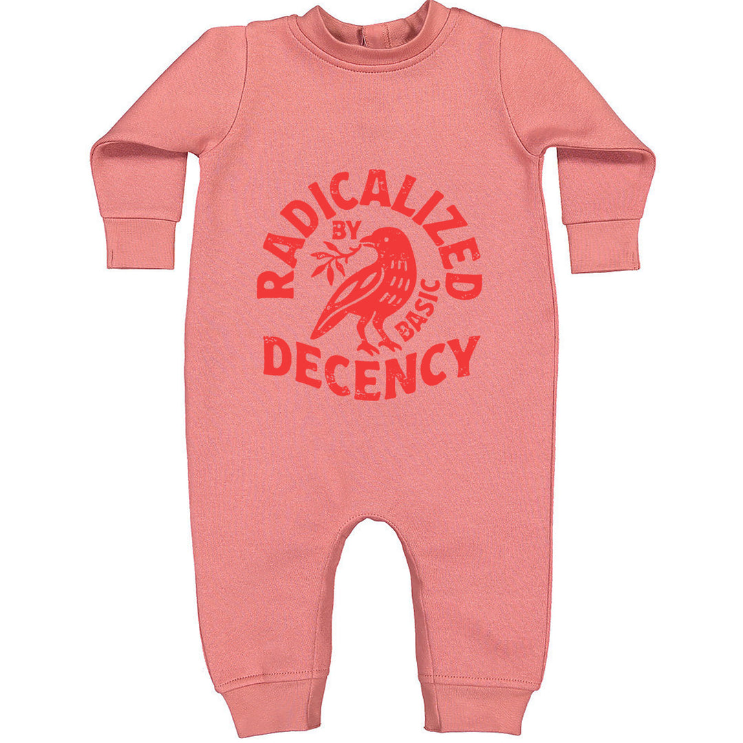 Radicalized by Basic Decency Dove Protest Statement Toddler Hoodie Or Infant Fleece Romper Mauve