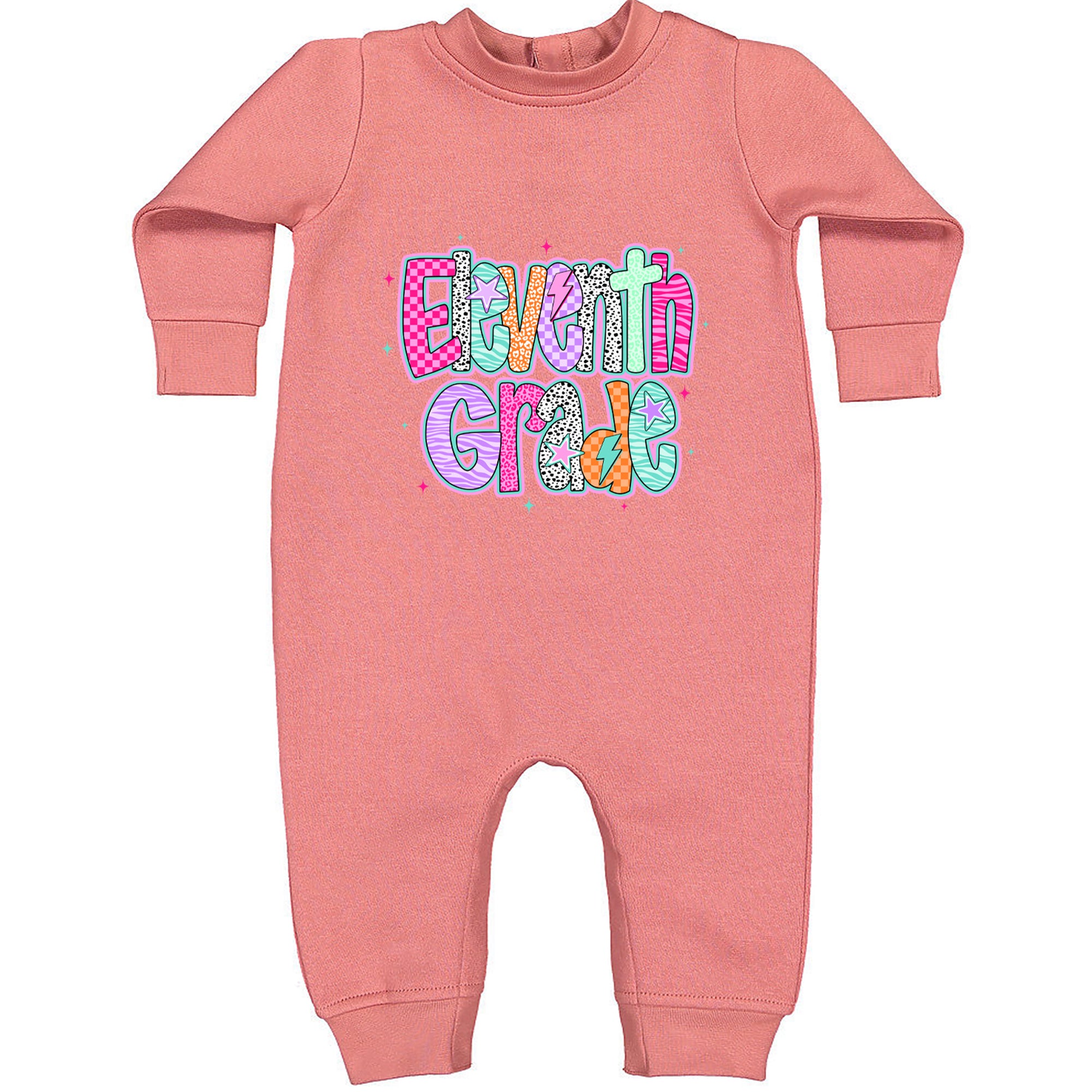 Eleventh Grade Extra Colorful Back to School Toddler Hoodie Or Infant Fleece Romper Mauve